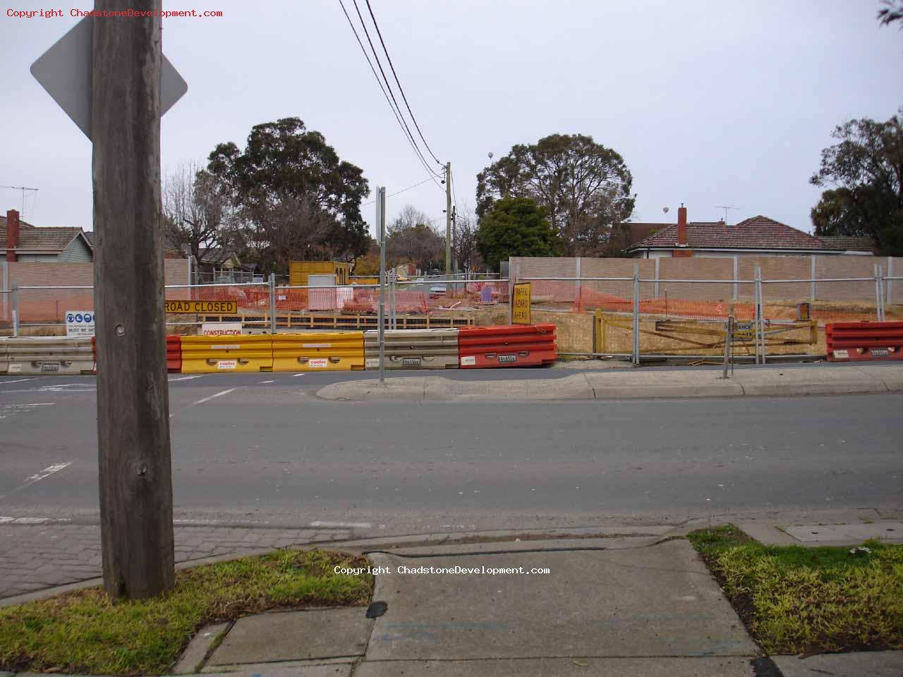 The barriers as seen from Webster St - Chadstone Development Discussions