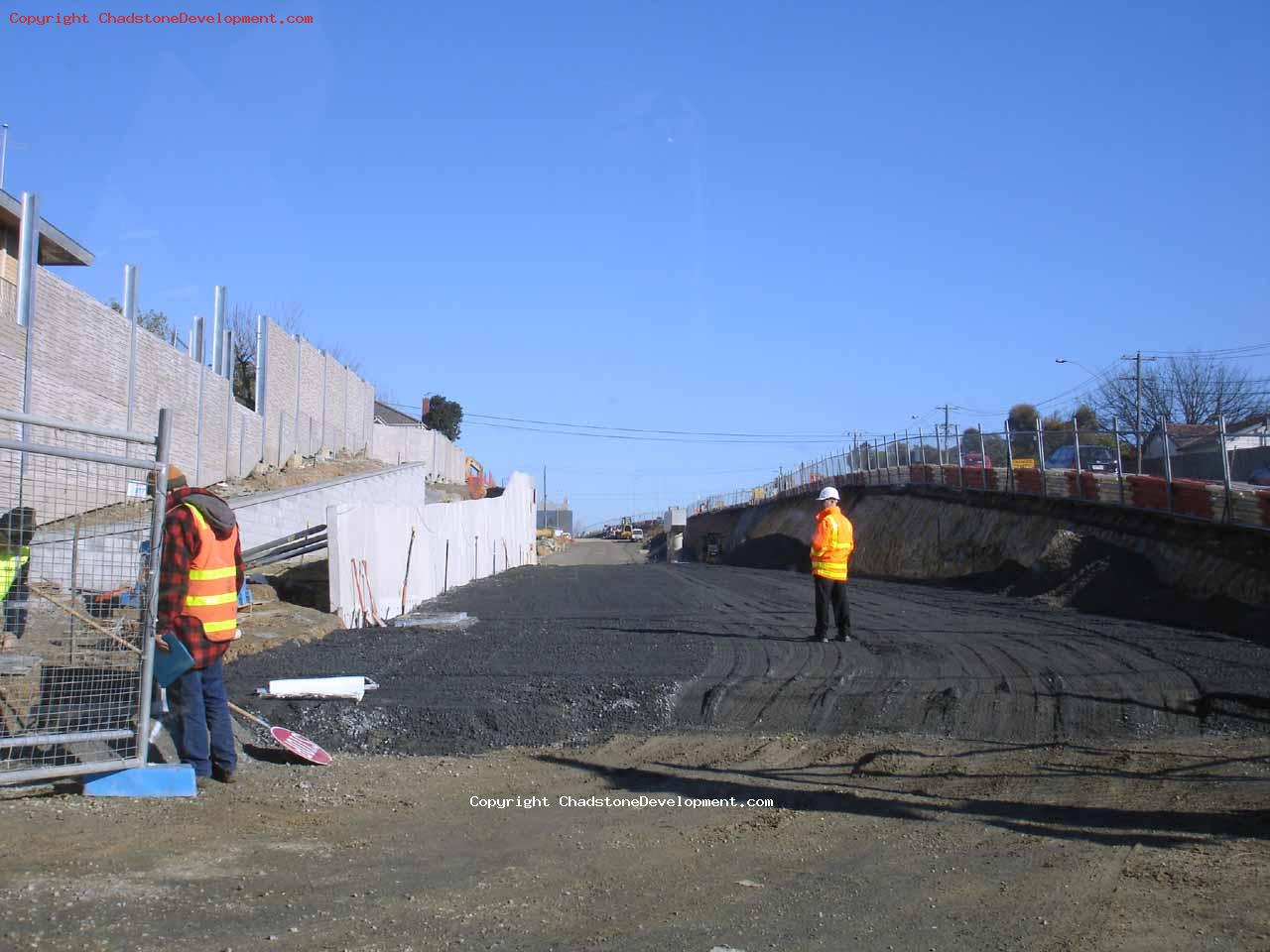 Bitumen being laid at the underpass - Chadstone Development Discussions