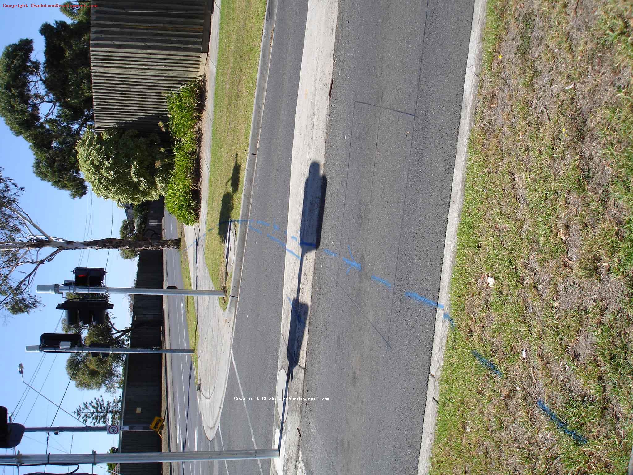 Spray marking for capon St roadblock - Chadstone Development Discussions