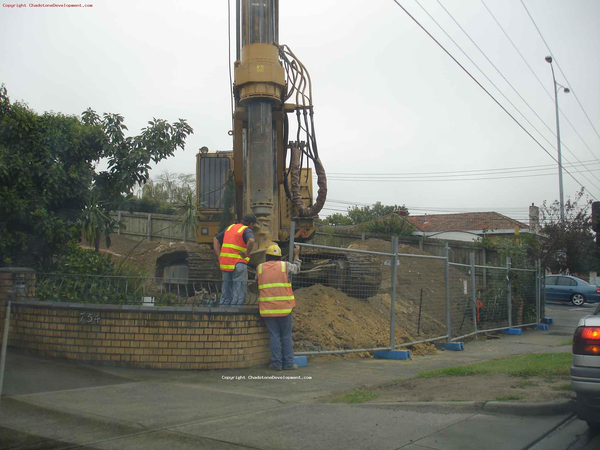 Closeup of drilling at Warrigal Rd - Chadstone Development Discussions