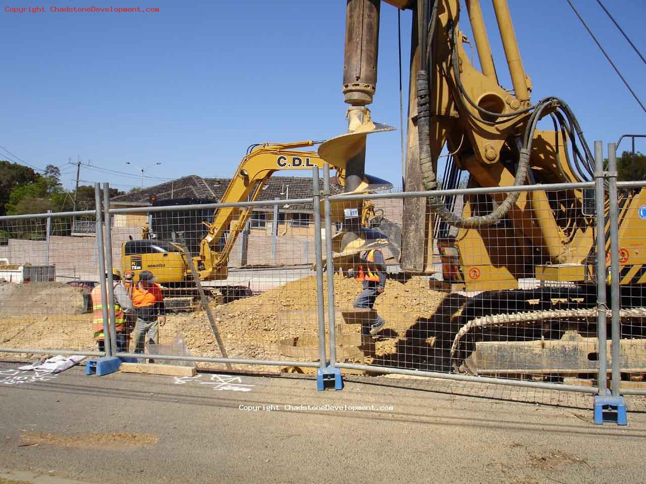 Piling machine with drill bit - Chadstone Development Discussions