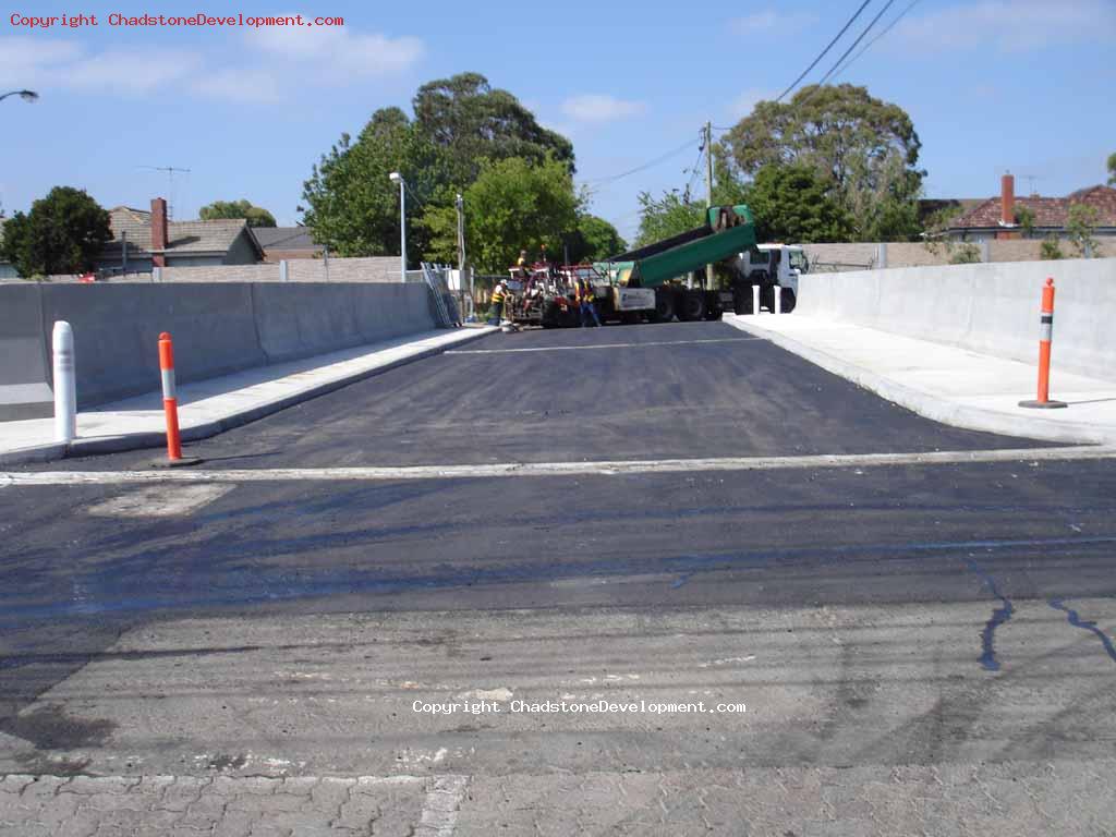 Laying bitumen on the Webster St bridge - Chadstone Development Discussions