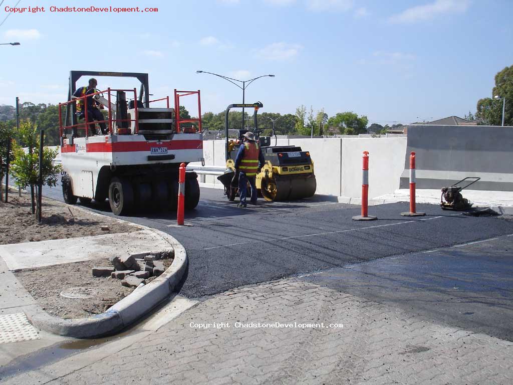 BituTec bitumen laying machine near Webster St bridge - Chadstone Development Discussions