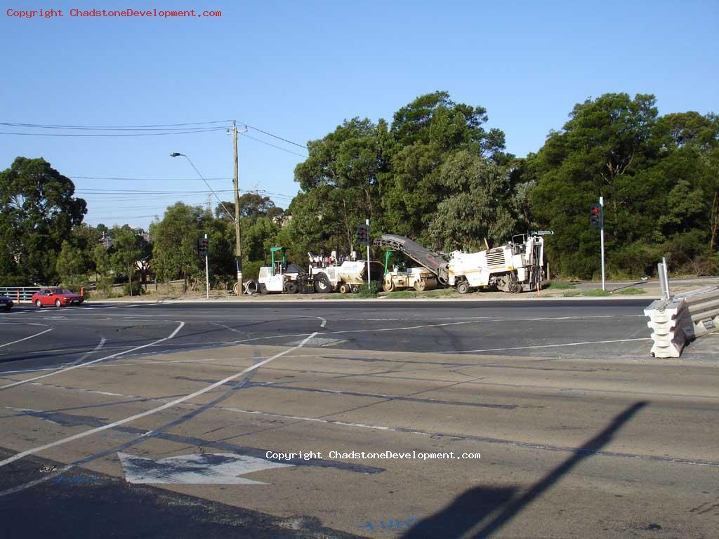 Bitumen laying equipment waiting at Warrigal Rd - Chadstone Development Discussions